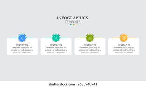 Modelo de design de infográfico de vetor de negócios com ícones e 4 opções ou etapas.