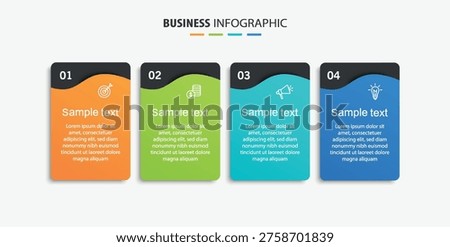 Business vector infographic design template with icons and 4 options or steps. Can be used for process diagram, presentations, workflow layout, banner, flow chart, info graph