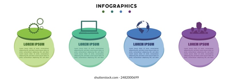 Vector de negocios Infografía Plantilla de diseño de etiquetas con iconos y 4 opciones o pasos. Se puede utilizar para el diagrama de proceso, presentaciones, diseño de flujo de trabajo, Anuncio, diagrama de flujo, infografía.