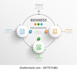 Business vector  infographic template with 3 steps.  Can be used for workflow layout, diagram, annual report, web design