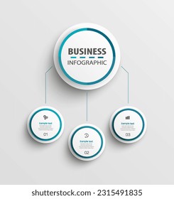 Business-Vektorgrafik-Vorlage mit 3 Optionen oder Schritten. Kann für Workflow-Layout, Diagramm, Jahresbericht, Webdesign verwendet werden