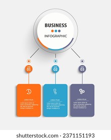Business vector infographic template with 3 options or steps. Can be used for workflow layout, diagram, annual report, web design
