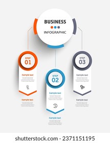 Business vector infographic template with 3 options or steps. Can be used for workflow layout, diagram, annual report, web design