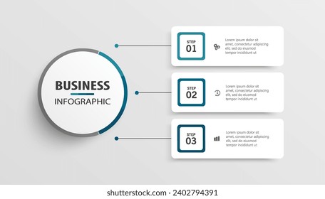 Business vector infographic template with 3 options or steps. Can be used for workflow layout, diagram, annual report, web design	