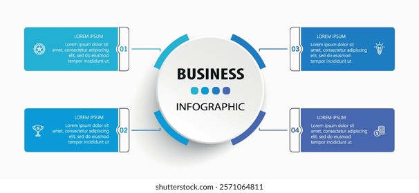 Business vector infographic template with 4 options or steps. Can be used for workflow layout, diagram, annual report, web design	
