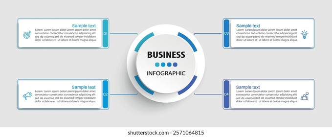 Business vector infographic template with 4 options or steps. Can be used for workflow layout, diagram, annual report, web design	

