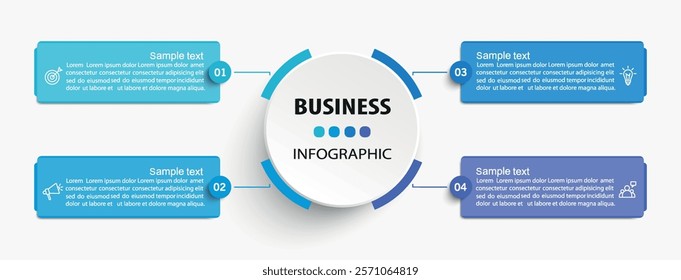 Business vector infographic template with 4 options or steps. Can be used for workflow layout, diagram, annual report, web design	
