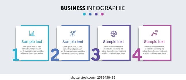 Business vector infographic template with 4 options or steps. Can be used for workflow layout, diagram, annual report, web design