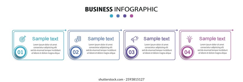 Business vector infographic template with 4 options or steps