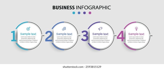 Business vector infographic template with 4 options or steps
