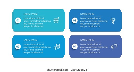 Business vector infographic template with 4 options or steps. Can be used for workflow layout, diagram, annual report, web design