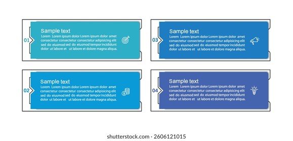 Business vector infographic template with 4 options or steps. Can be used for workflow layout, diagram, annual report, web design