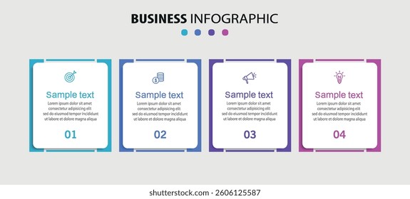 Business vector infographic template with 4 options or steps. Can be used for workflow layout, diagram, annual report, web design