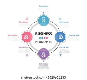 Business vector infographic template with 4 steps. Can be used for workflow layout, diagram, annual report, web design