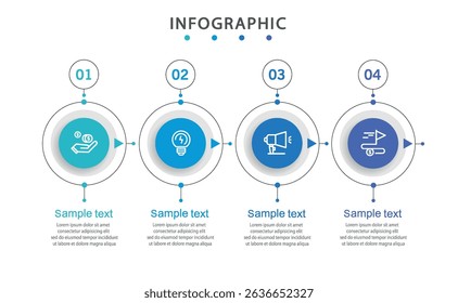 Business vector infographic template with 4 steps. Can be used for workflow layout, diagram, annual report, web design