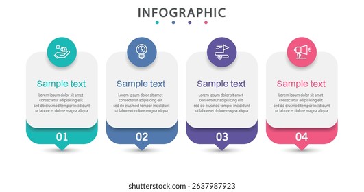 Business vector infographic template with 4 steps. Can be used for workflow layout, diagram, annual report, web design	
