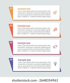  Business vector infographic template with 4 options or steps. Can be used for workflow layout, diagram, annual report, web design