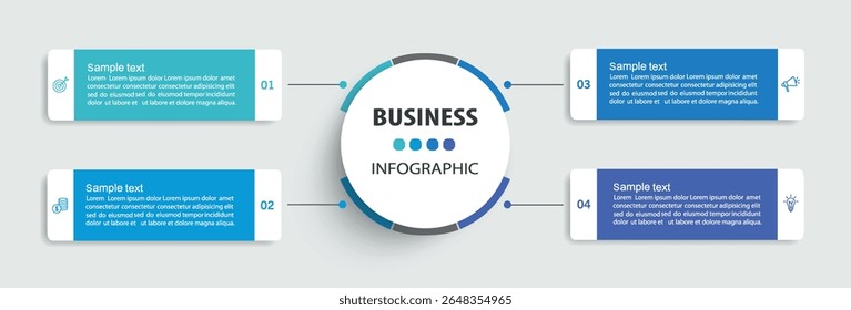  Business vector infographic template with 4 options or steps. Can be used for workflow layout, diagram, annual report, web design