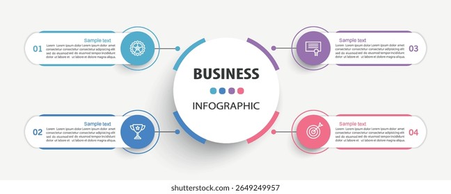 Business vector infographic template with 4 options or steps. Can be used for workflow layout, diagram, annual report, web design