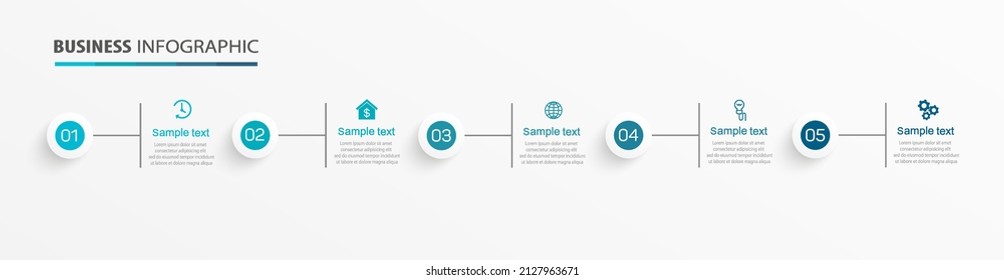 Business vector infographic template with 5 options or steps. Can be used for workflow layout, diagram, annual report, web design