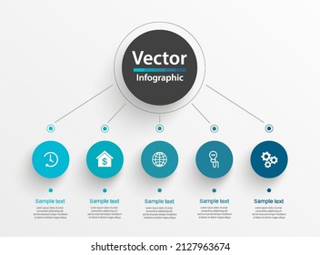 Business vector infographic template with 5 options or steps. Can be used for workflow layout, diagram, annual report, web design