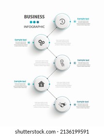 Business vector infographic template with 5 options or steps. Can be used for workflow layout, diagram, annual report, web design