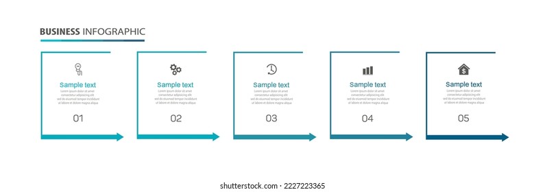 Business vector infographic template with 5 options or steps. Can be used for workflow layout, diagram, annual report, web design