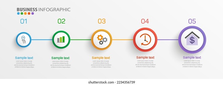 Business vector infographic template with 5 options or steps. Can be used for workflow layout, diagram, annual report, web design