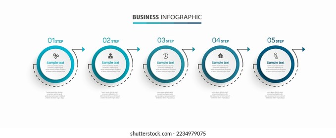 Business vector infographic template with 5 options or steps. Can be used for workflow layout, diagram, annual report, web design