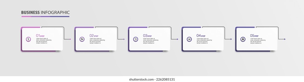 Business vector infographic template with 5 options or steps. Can be used for workflow layout, diagram, annual report, web design