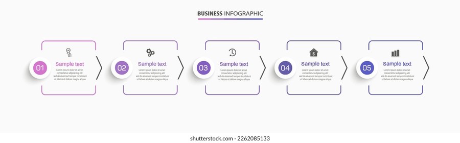 Business vector infographic template with 5 options or steps. Can be used for workflow layout, diagram, annual report, web design