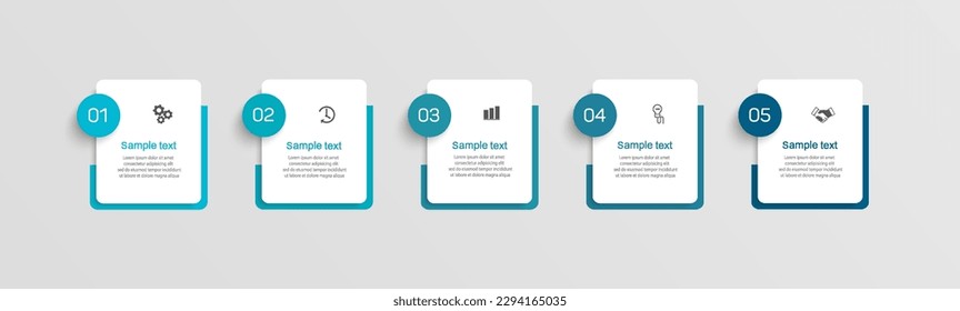 Plantilla infográfica de vector de negocio con 5 opciones o pasos. Se puede utilizar para diseño de flujo de trabajo, diagrama, informe anual, diseño web