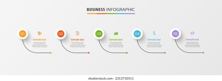 Business vector infographic template with 5 options or steps. Can be used for workflow layout, diagram, annual report, web design