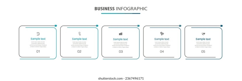 Business vector infographic template with 5 options or steps. Can be used for workflow layout, diagram, annual report, web design
