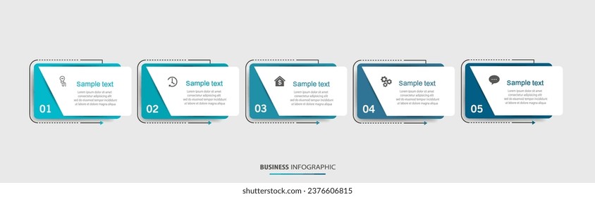 Business vector infographic template with 5 options or steps. Can be used for workflow layout, diagram, annual report, web design