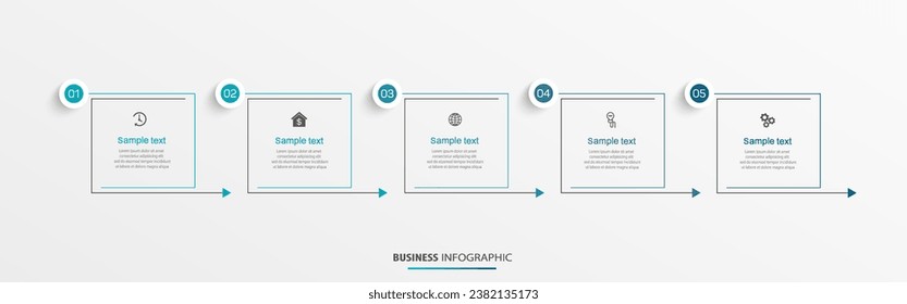 Plantilla infográfica de vector de negocio con 5 opciones o pasos