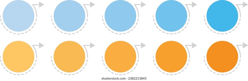 Plantilla infográfica de vector de negocio con 5 opciones o pasos con fondo azul y naranja. Ilustración del vector