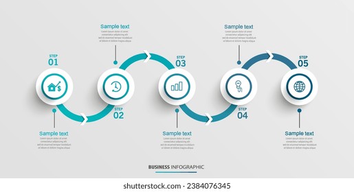 Business vector infographic template with 5 options or steps