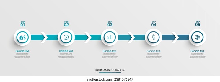 Business vector infographic template with 5 options or steps