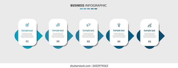 Plantilla infográfica de vector de negocio con 5 opciones o pasos