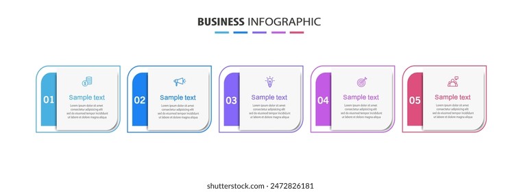 Business vector infographic template with 5 options or steps