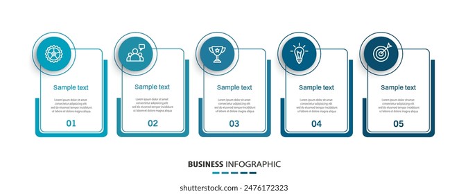 Business Vektorgrafik Infografik Vorlage mit 5 Stufen. Kann für Workflow-Layout, Diagramm, Jahresbericht und Webdesign verwendet werden