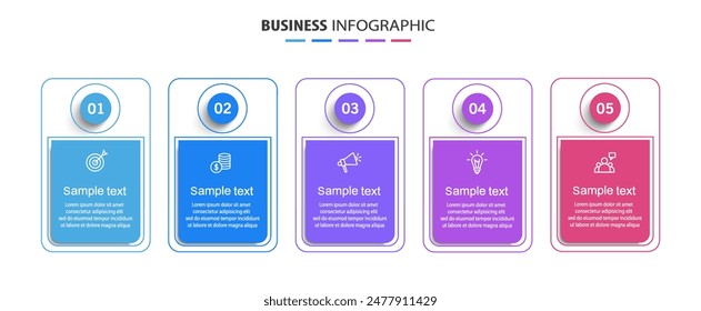 Business vector infographic template with 5 steps. Can be used for workflow layout, diagram, annual report, web design