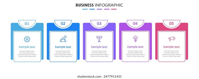 Business vector infographic template with 5 steps. Can be used for workflow layout, diagram, annual report, web design