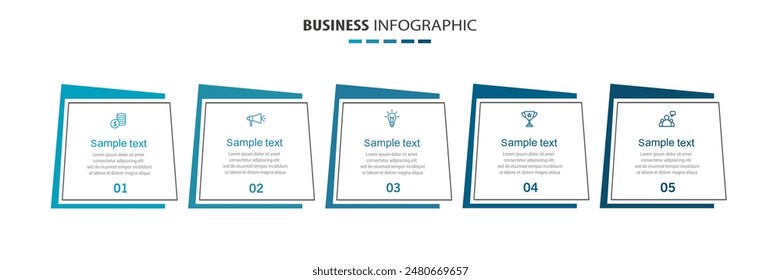 Business vector infographic template with 5 steps. Can be used for workflow layout, diagram, annual report, web design