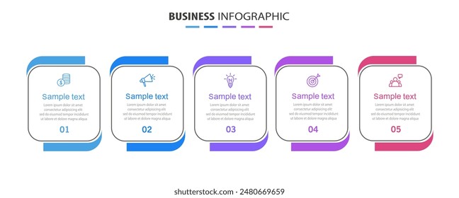 Business vector infographic template with 5 steps. Can be used for workflow layout, diagram, annual report, web design