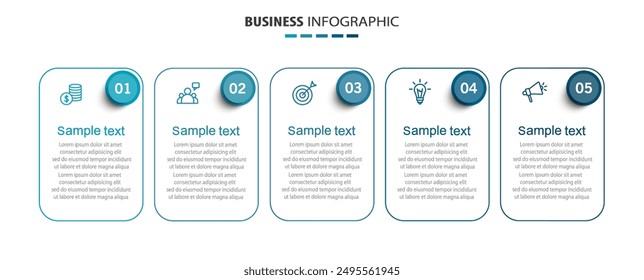 Business vector infographic template with 5 options or steps