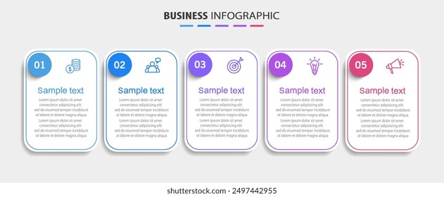 Business vector infographic template with 5 steps