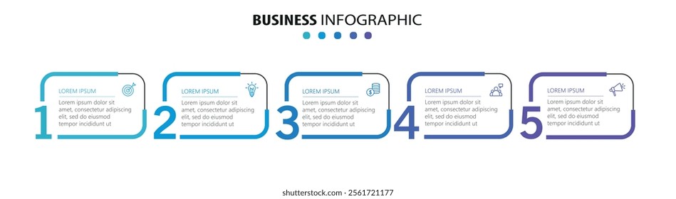 Business vector infographic template with 5 options or steps. Can be used for workflow layout, diagram, annual report, web design