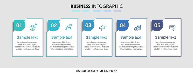 Business vector infographic template with 5 options or steps. Can be used for workflow layout, diagram, annual report, web design